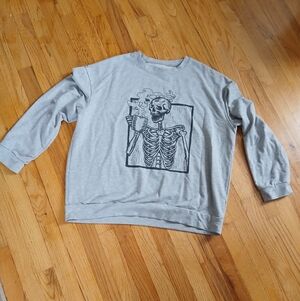 Coffee Skeleton Gray Crewneck